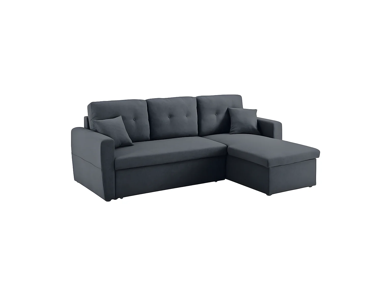 Canapé angle droit convertible 3 places tissu gris anthracite - RUDY