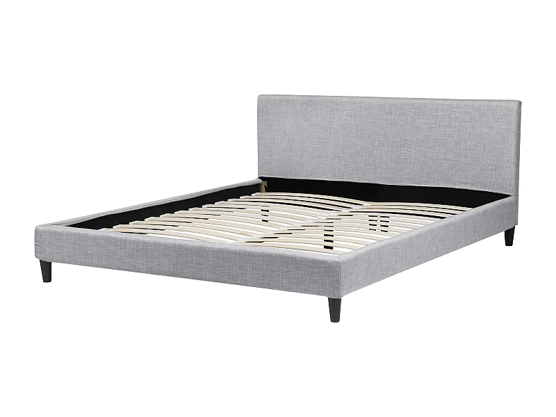 Lit avec sommier Tissu FITOU 180 x 200 cm Gris clair