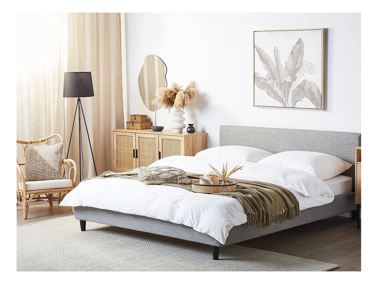 Bed Stof FITOU 180 x 200 cm Lichtgrijs