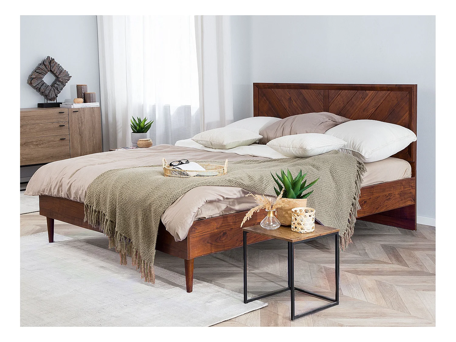 Lit avec sommier MIALET 140 x 200 cm Marron foncé