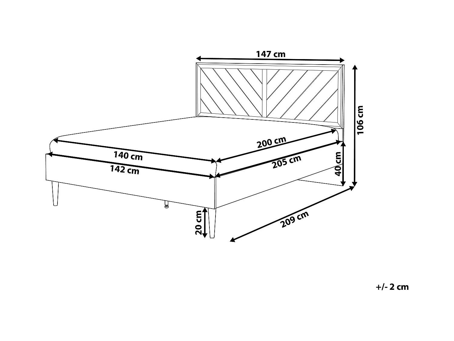Lit avec sommier MIALET 140 x 200 cm Marron foncé