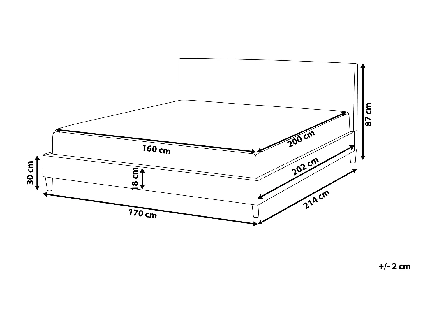 Lit avec sommier Tissu FITOU 160 x 200 cm Gris clair