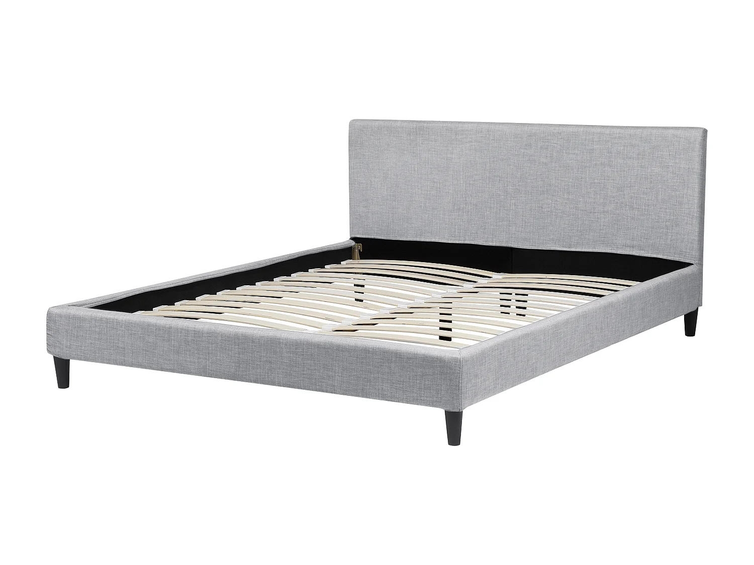 Lit avec sommier Tissu FITOU 160 x 200 cm Gris clair