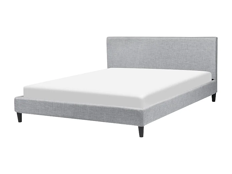 Lit avec sommier Tissu FITOU 160 x 200 cm Gris clair