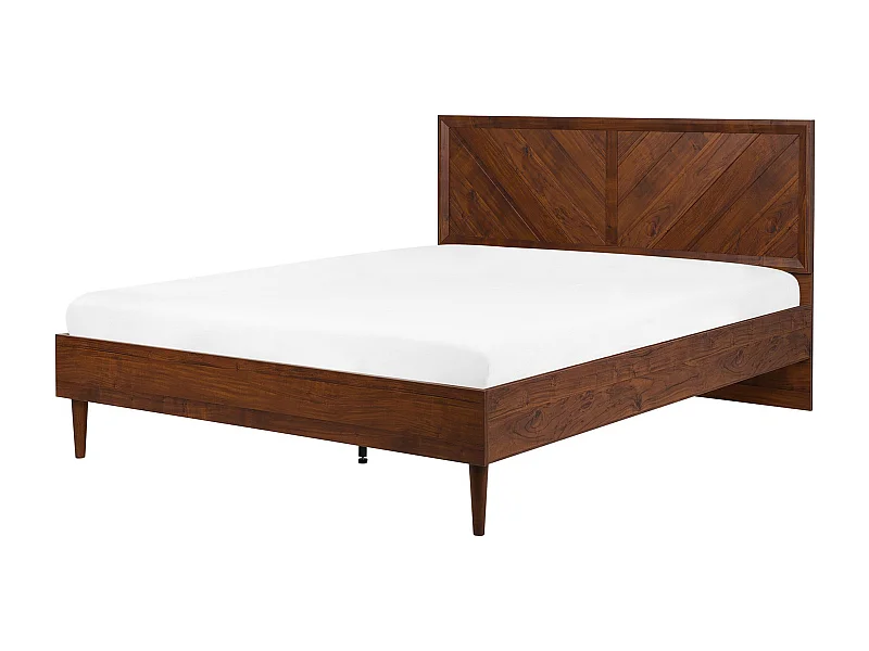 Holzbett Doppelbett 160x200 Dunkler Holzfarbton Faserplatte Kopfteil Lattenrost