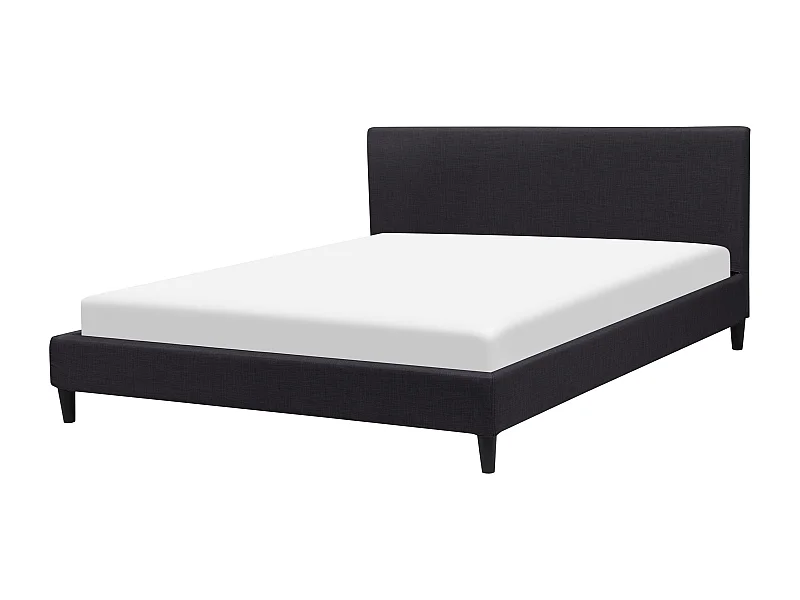 Lit avec sommier Tissu FITOU 160 x 200 cm Noir
