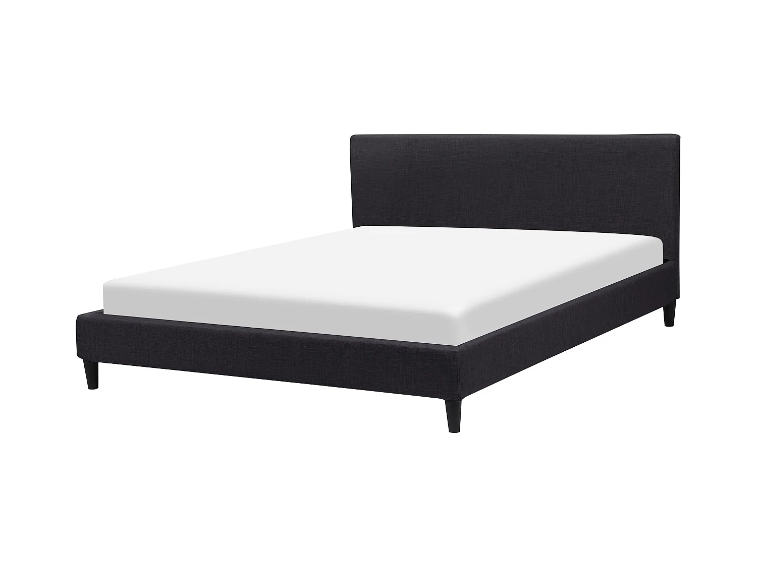Modernes Doppelbett abnehmbarer Polsterbezug 160 x 200 cm schwarz Fitou