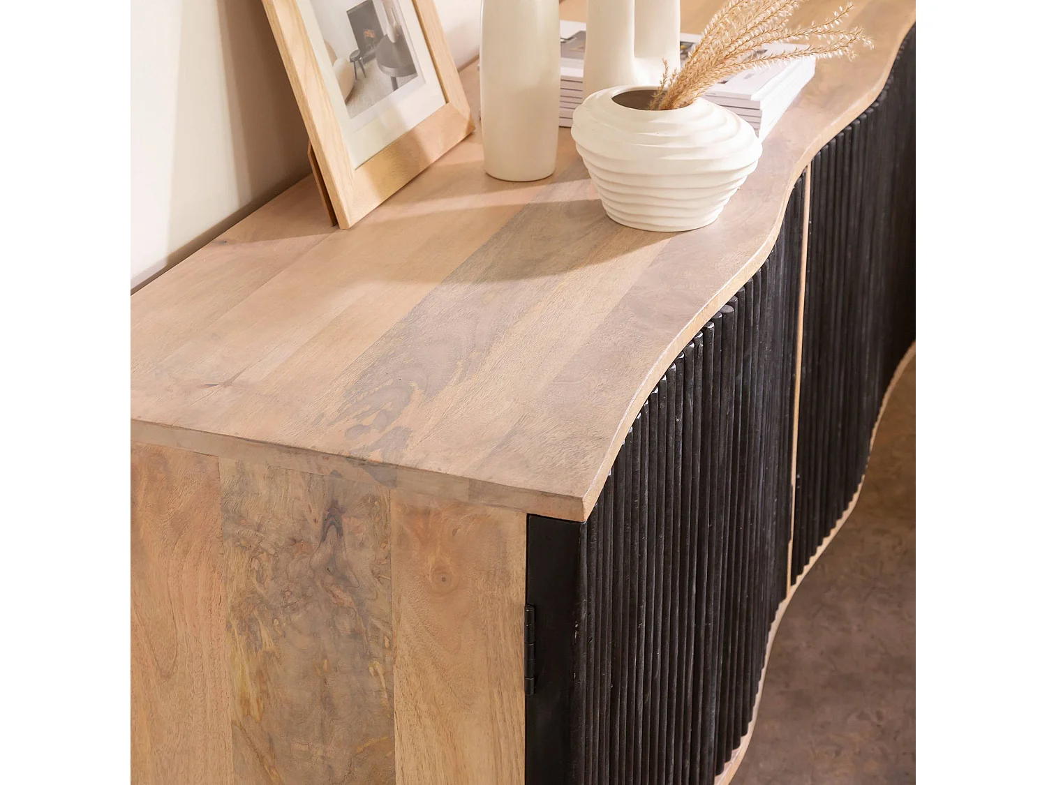 Meuble TV bois de manguier et métal Auxence