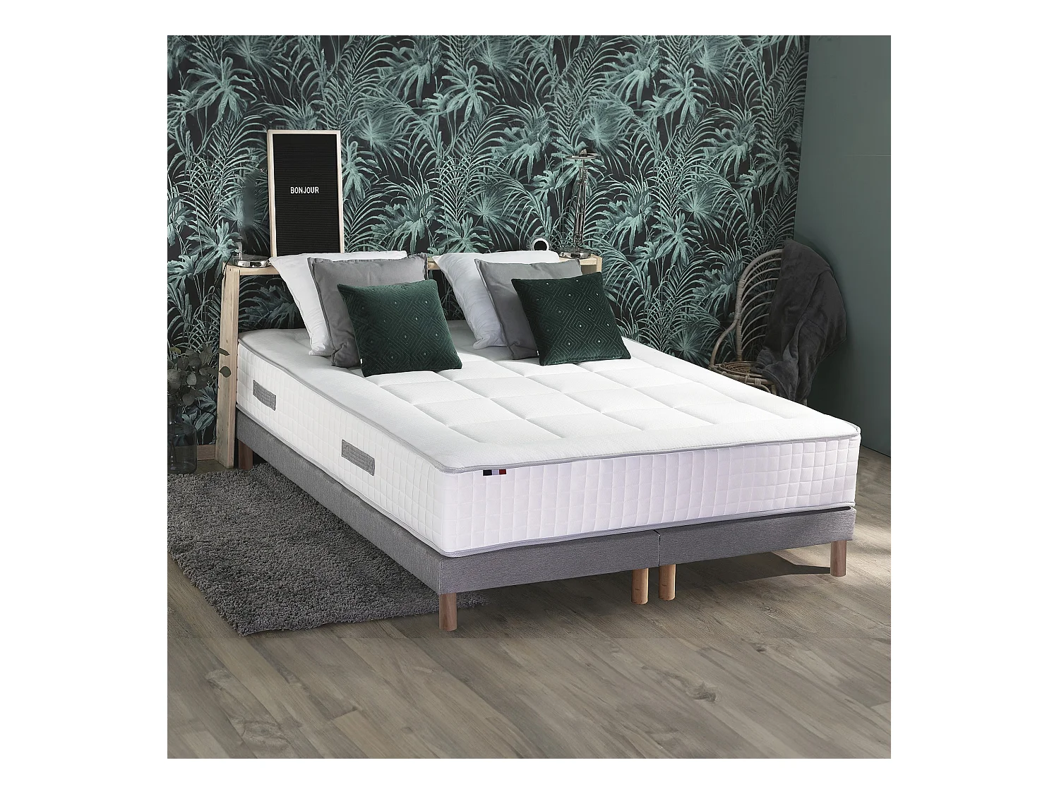 Ensemble matelas mémoire 7 zones BELLAGIO 2 avec sommier tapissier Dimensions - 2x80 x 200 cm