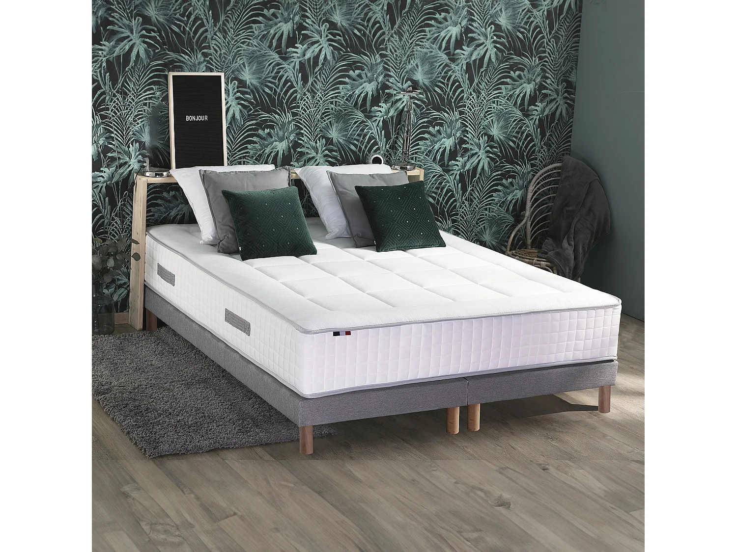 Ensemble matelas mémoire 7 zones BELLAGIO 2 avec sommier tapissier Dimensions - 2x80 x 200 cm