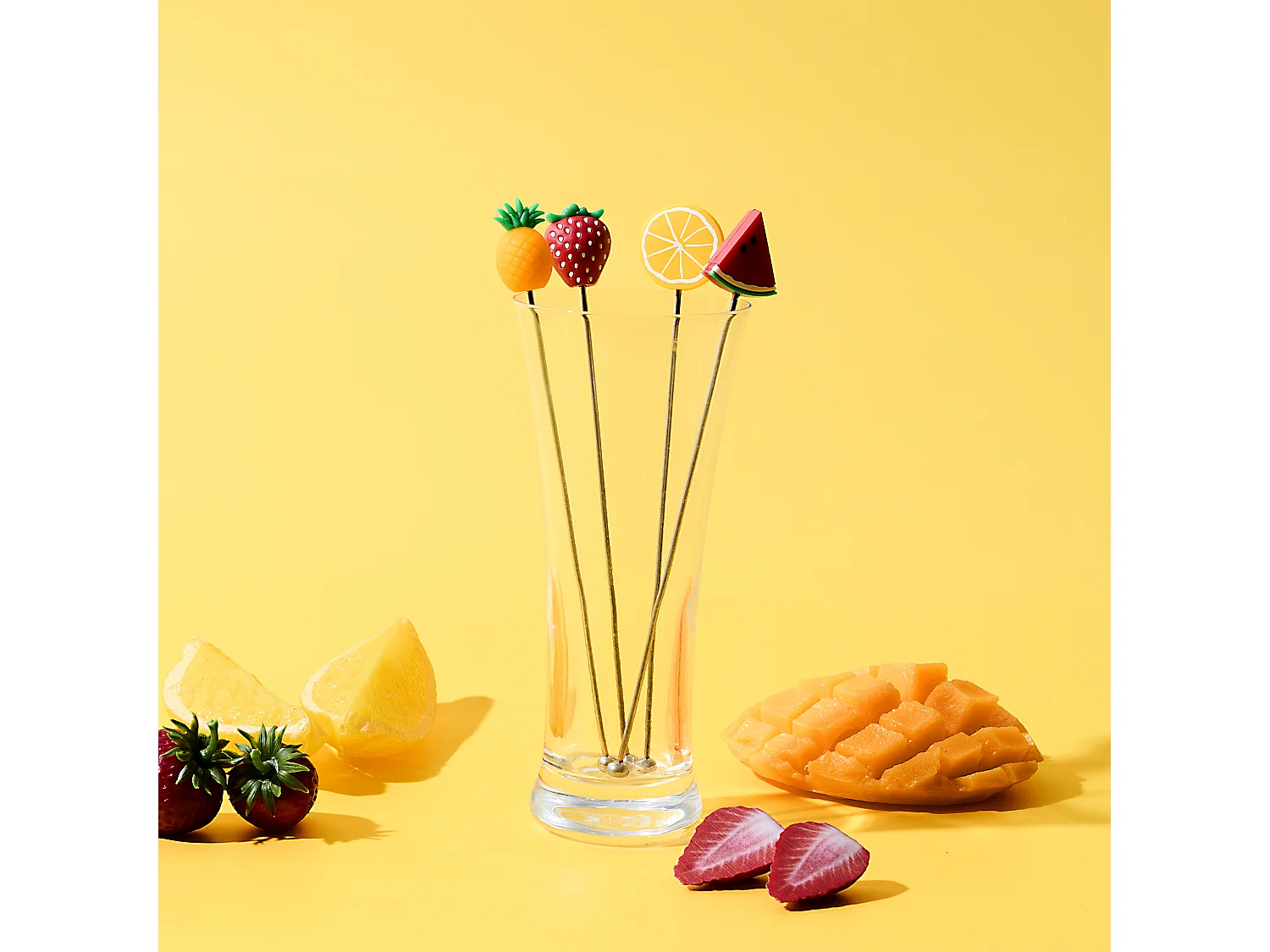 Agitateur A Cocktail X4 Fruits Rouge, Jaune, Orange