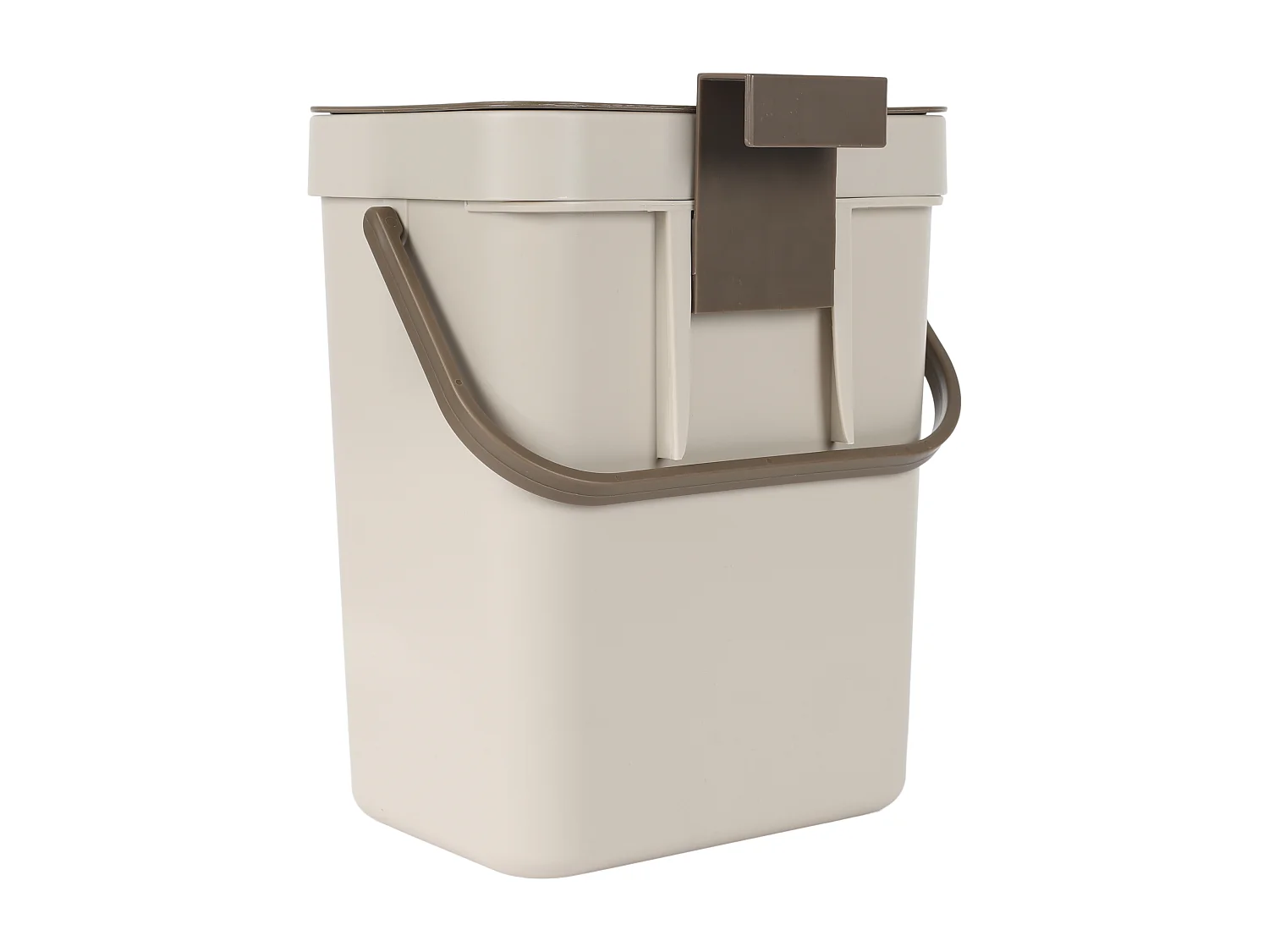 Poubelle A Compost En Plastique Avec Accroche Beige, Marron