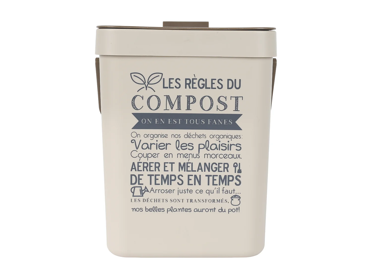 Poubelle A Compost En Plastique Avec Accroche Beige, Marron