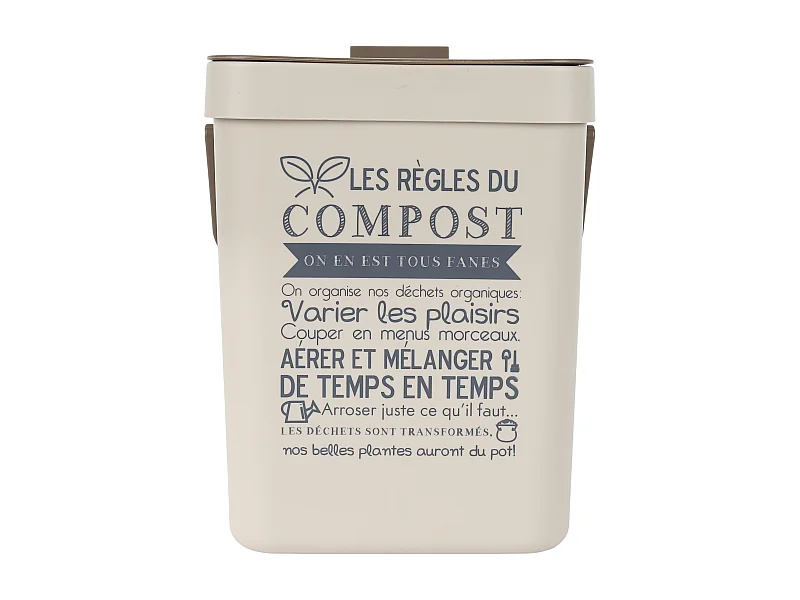 Poubelle A Compost En Plastique Avec Accroche Beige, Marron