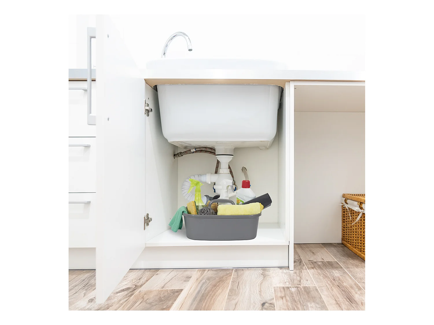 Bac de Rangement 40x25x19cm Gris - Boîte de Rangement