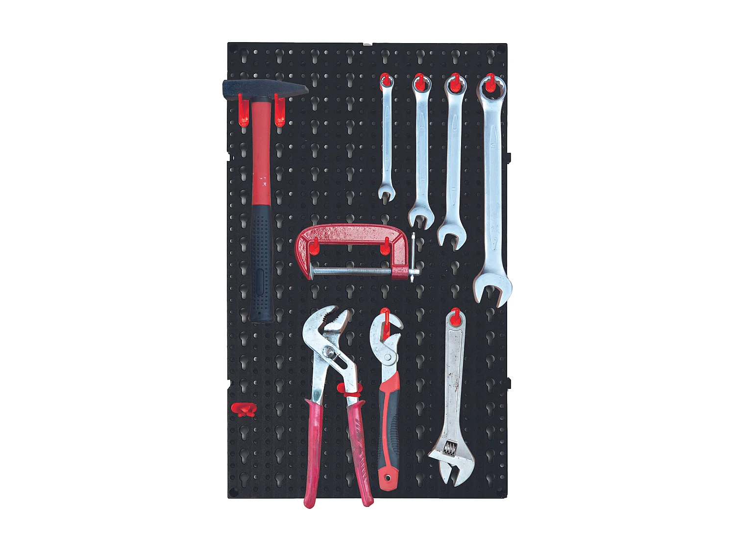 Panneau Mural Rangement Outils 12 Accroches M12 Noir en Plastique