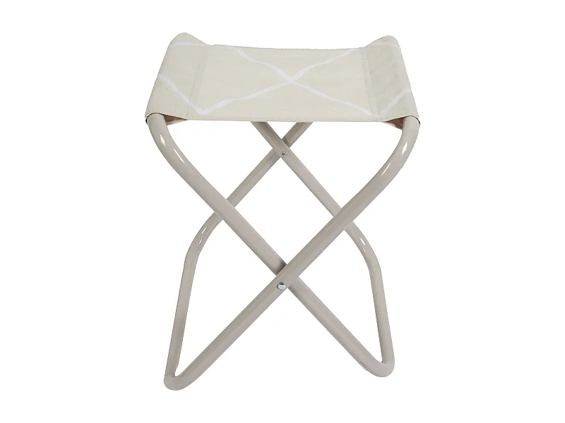 Tabouret Pliant Terre Inconnue Beige A Carreaux Blanc, Beige