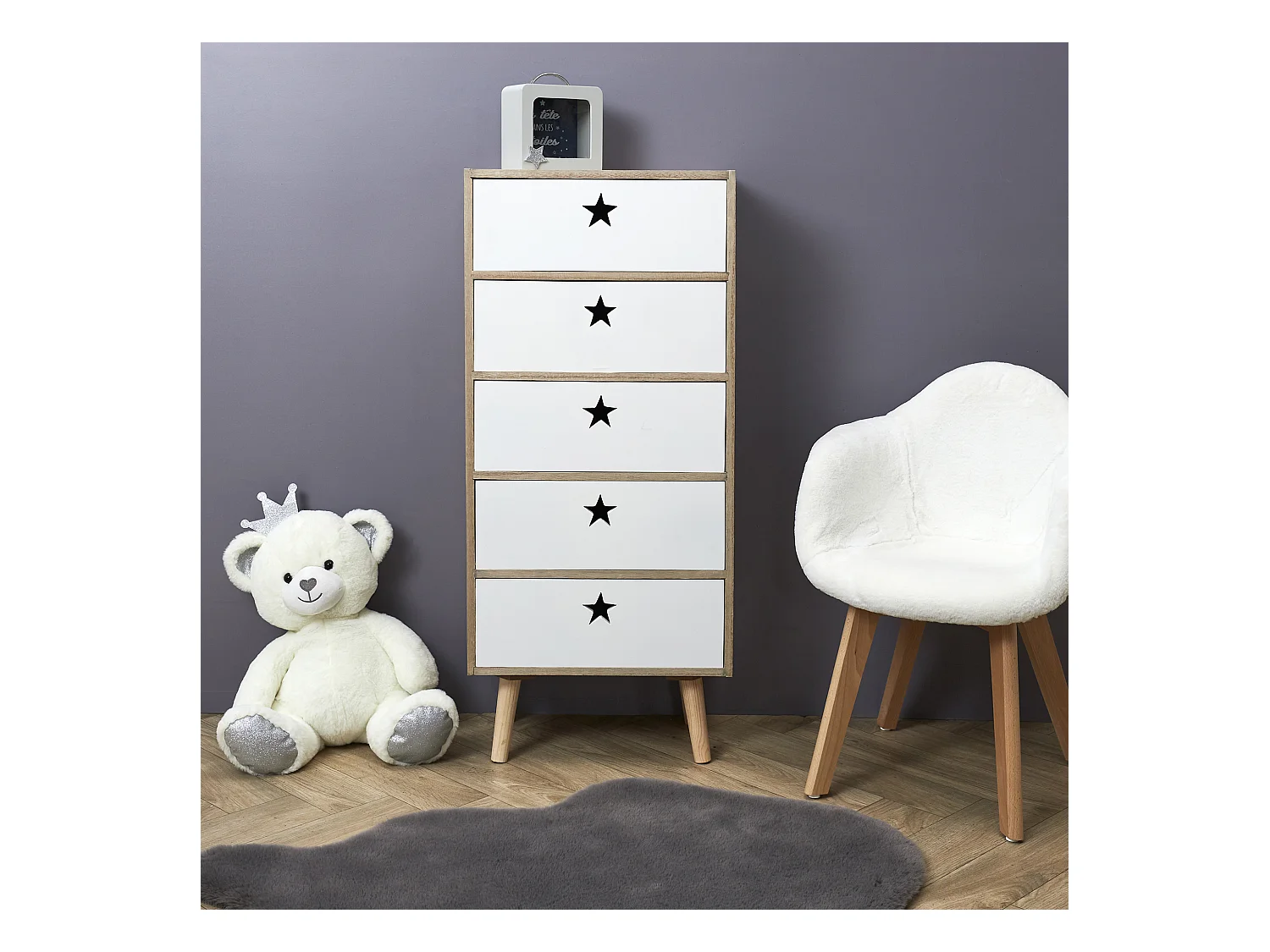 Chiffonnier Like A Star Blanc Blanc, Beige