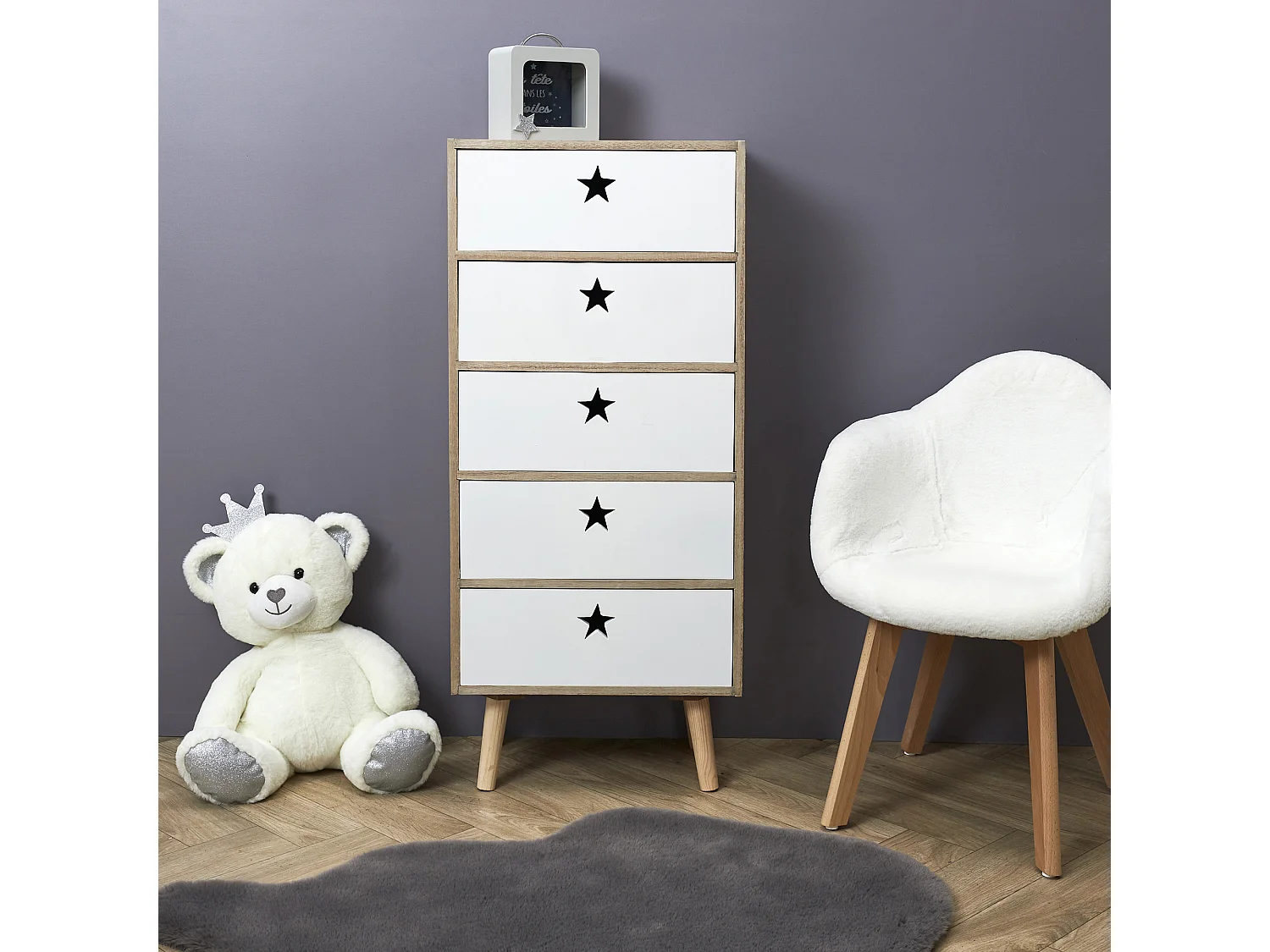 Chiffonnier Like A Star Blanc Blanc, Beige