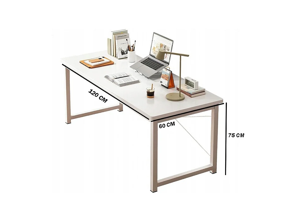 Weißer Industrieller Computertisch 120 cm für Jugendliche - Schule - Modernes Design