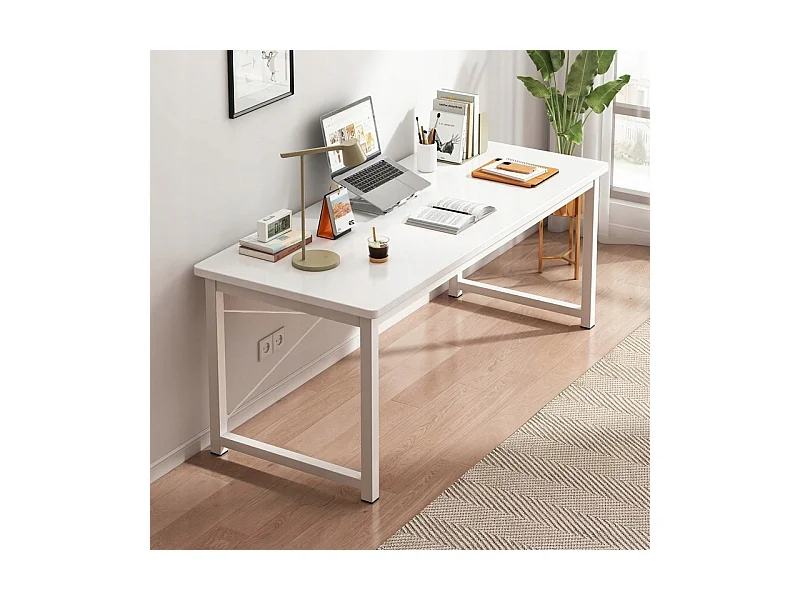 Bureau Informatique Blanc Industriel 120 cm pour Adolescents - École - Design Moderne