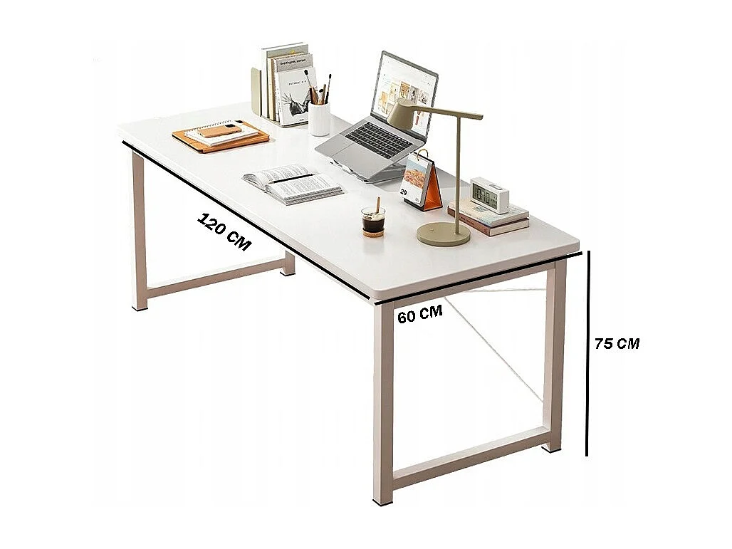 Weißer Industrieller Computertisch 120 cm für Jugendliche - Schule - Modernes Design