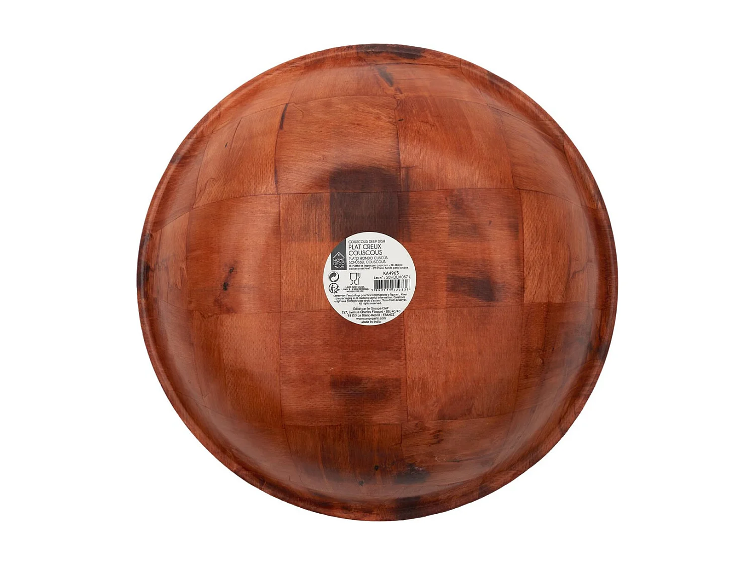 Saladier Couscous D35cm Marron