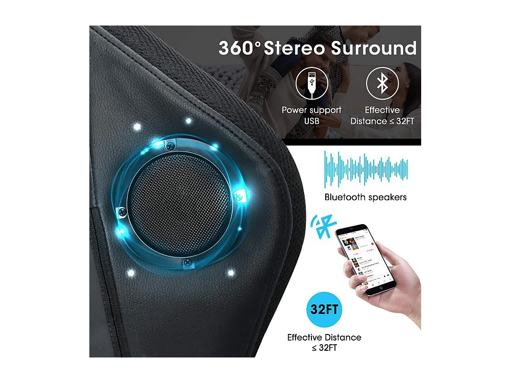 Silla gaming con luces LED RGB y altavoces, estilo racing, para oficina, de piel sintética azul