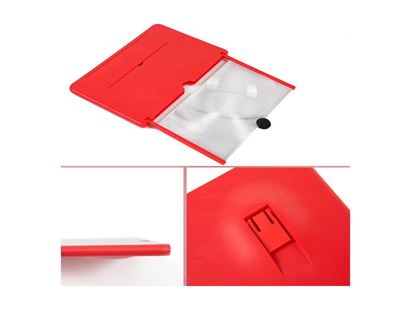 Lupa de pantalla para celular de 12 pulgadas - Lupa de pantalla plegable para todos los teléfonos inteligentes - Regalo - Rojo