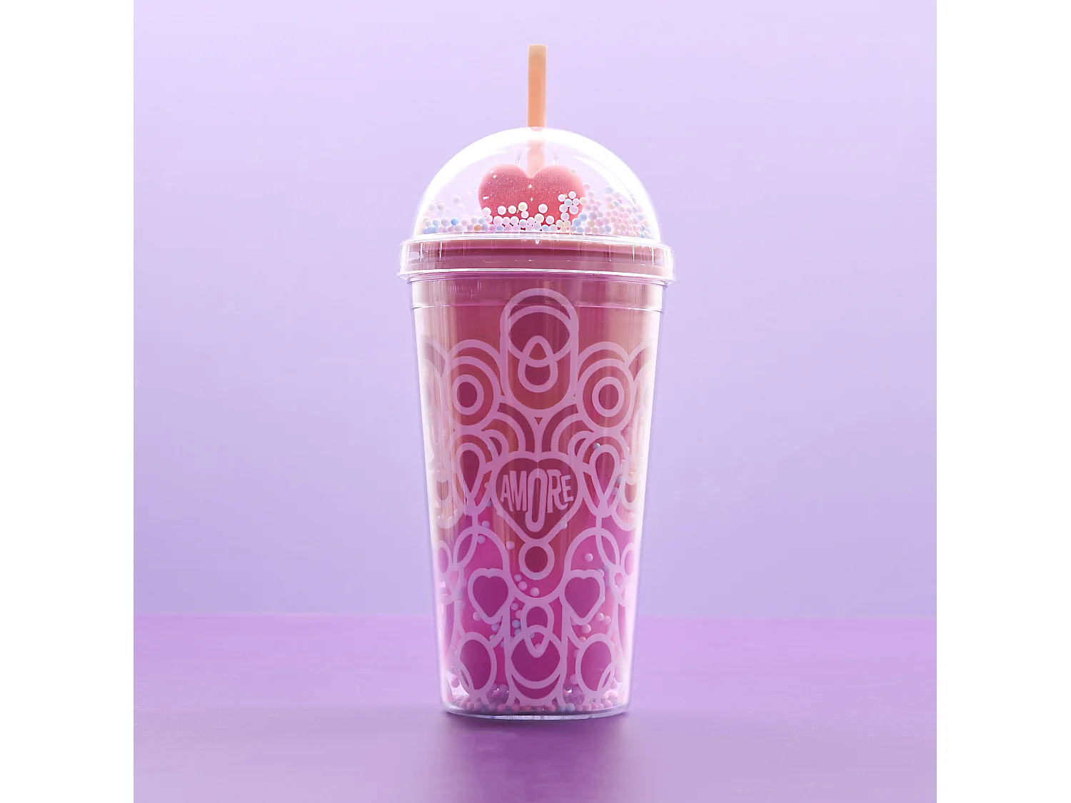 Gobelet De Transport Starcup Cœur 45cl Rose, Rouge