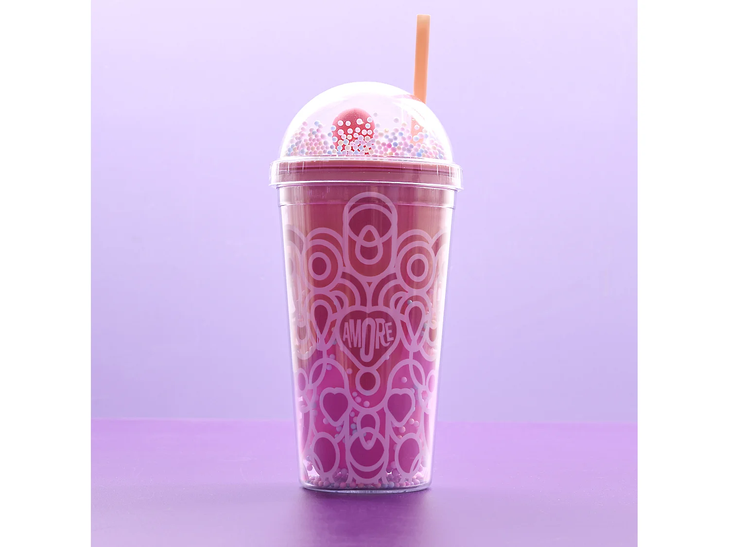 Gobelet De Transport Starcup Cœur 45cl Rose, Rouge