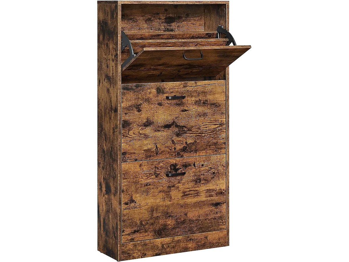 Schoenenkast met 3 vakken, opbergkast, woonkamer, slaapkamer, 60 x 24 x 120 cm (l x b x h), vintage