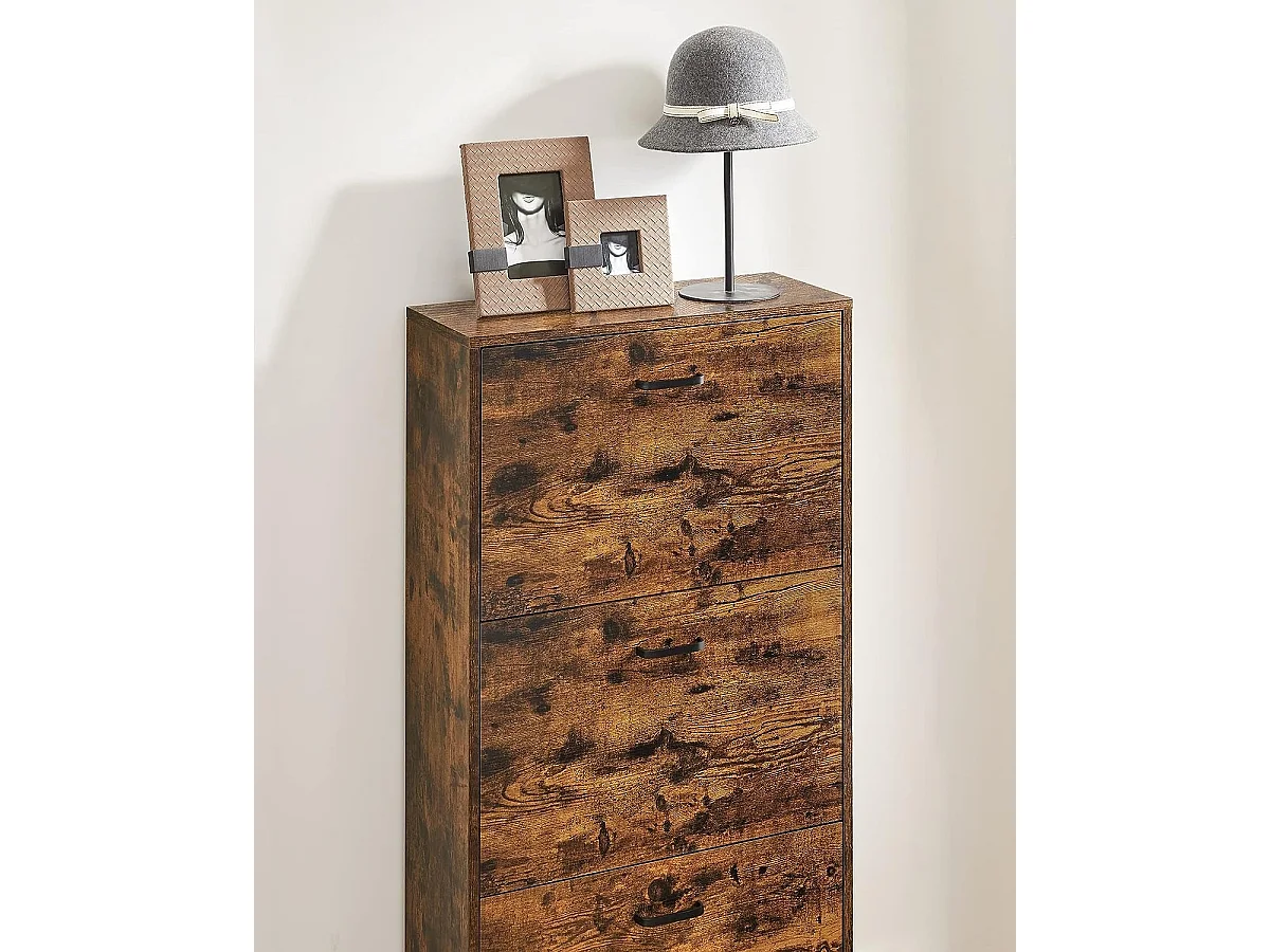 Schoenenkast met 3 vakken, opbergkast, woonkamer, slaapkamer, 60 x 24 x 120 cm (l x b x h), vintage