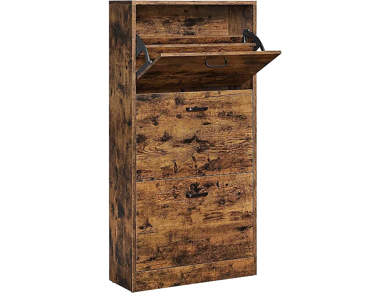 Schoenenkast met 3 vakken, opbergkast, woonkamer, slaapkamer, 60 x 24 x 120 cm (l x b x h), vintage