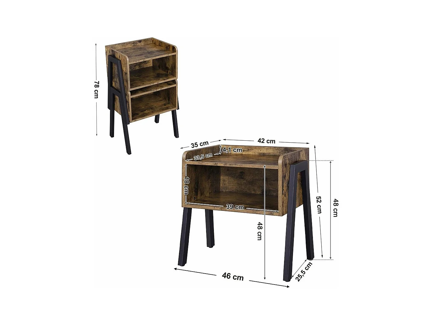 Bobbel home - Vintage - Houten Nachtkastje - Industrieel