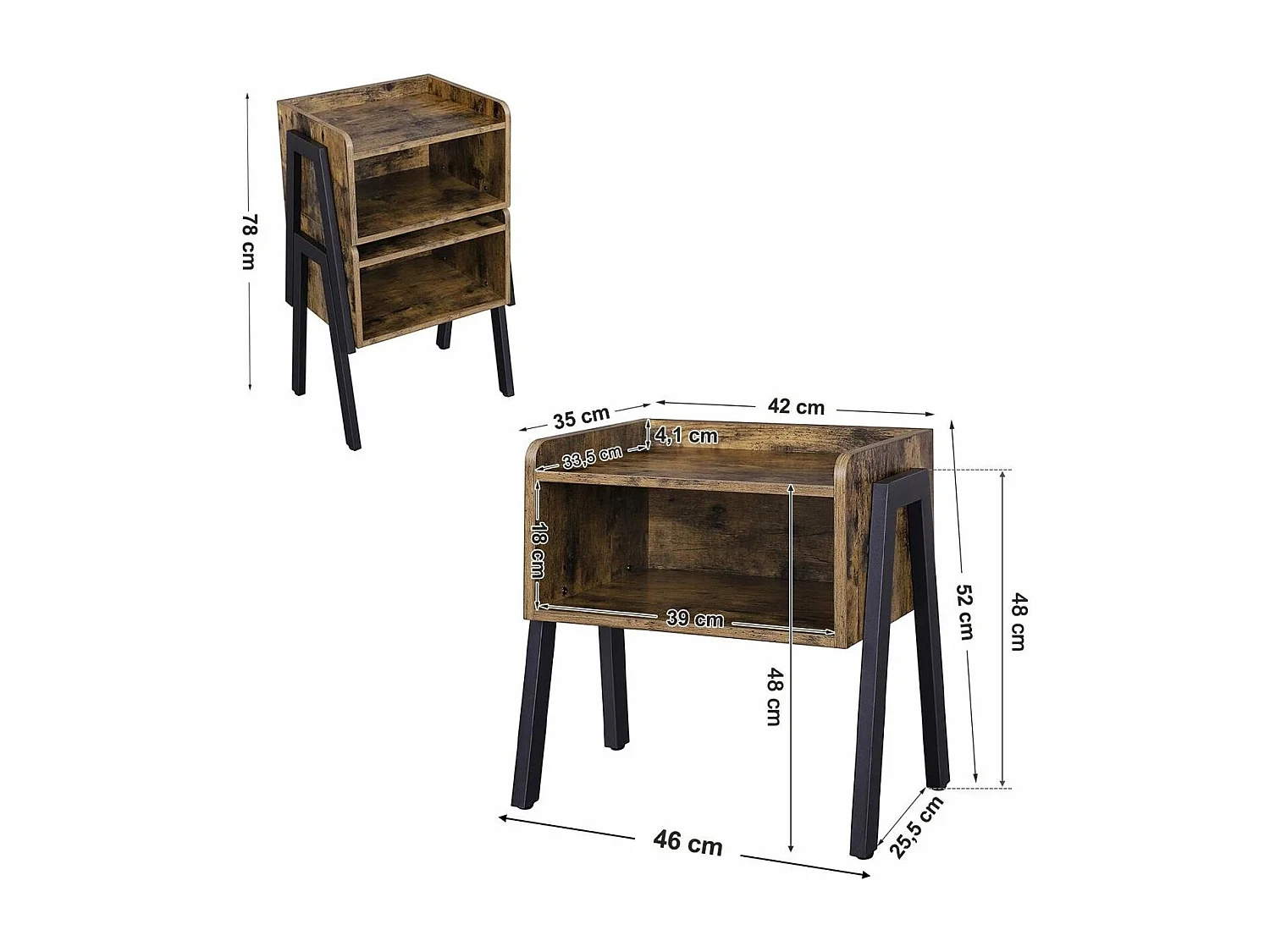 Bobbel home - Vintage - Houten Nachtkastje - Industrieel