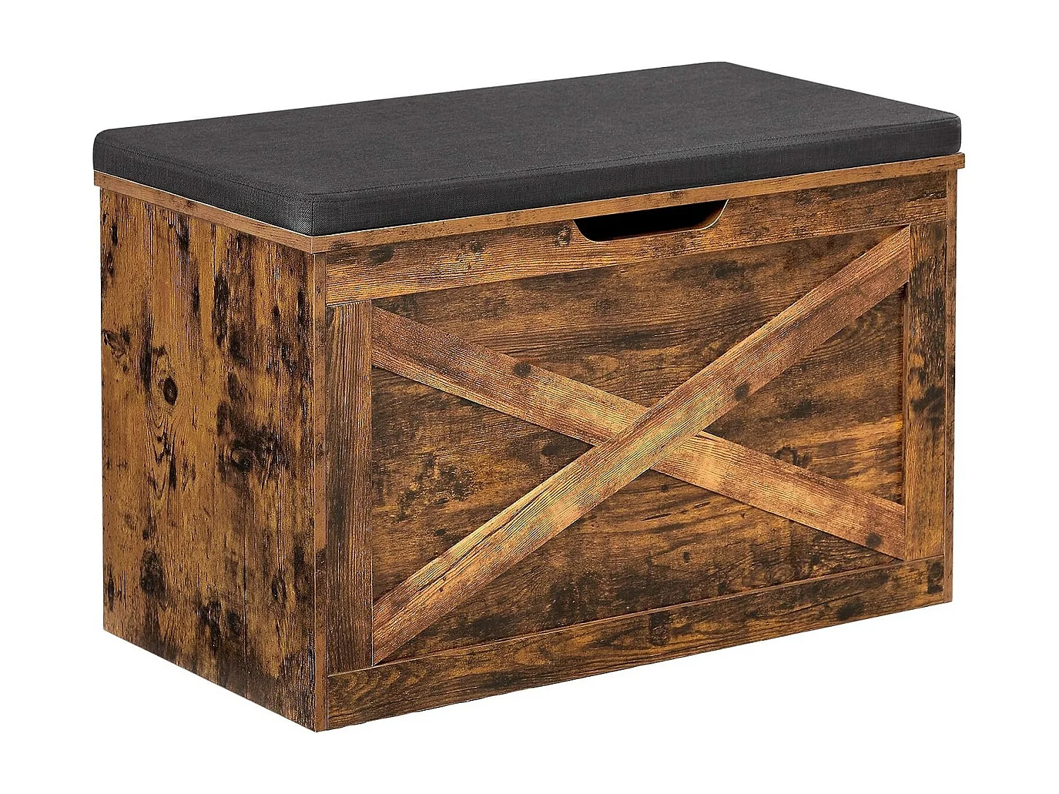 Bobbel Home Opbergkist - Schoenbank - Zitkist  - Vintage - Grijs - Bewerkt Hout - 76 x 40 x 48 cm