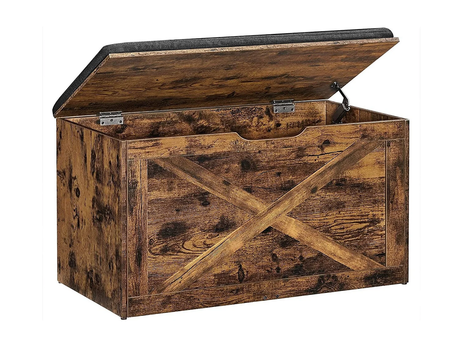 Bobbel Home Opbergkist - Schoenbank - Zitkist  - Vintage - Grijs - Bewerkt Hout - 76 x 40 x 48 cm