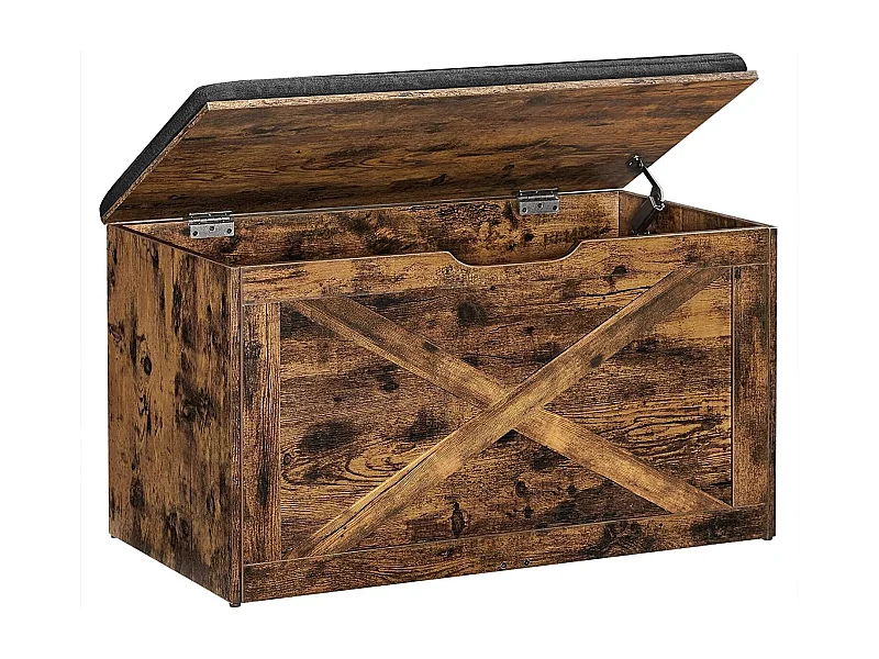 Bobbel Home Opbergkist - Schoenbank - Zitkist  - Vintage - Grijs - Bewerkt Hout - 76 x 40 x 48 cm