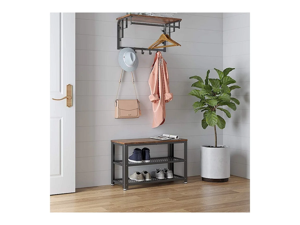 Bobbel Home - Schoenenrek Voor 9 Paar Schoenen - industrieel - staal/hout