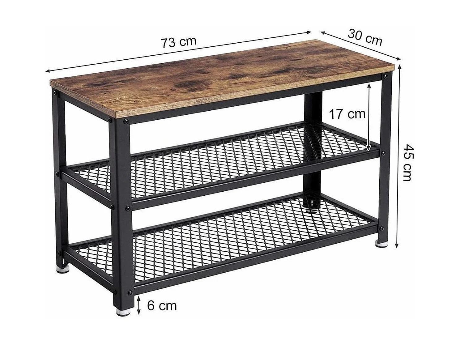 Bobbel Home - Schoenenrek Voor 9 Paar Schoenen - industrieel - staal/hout