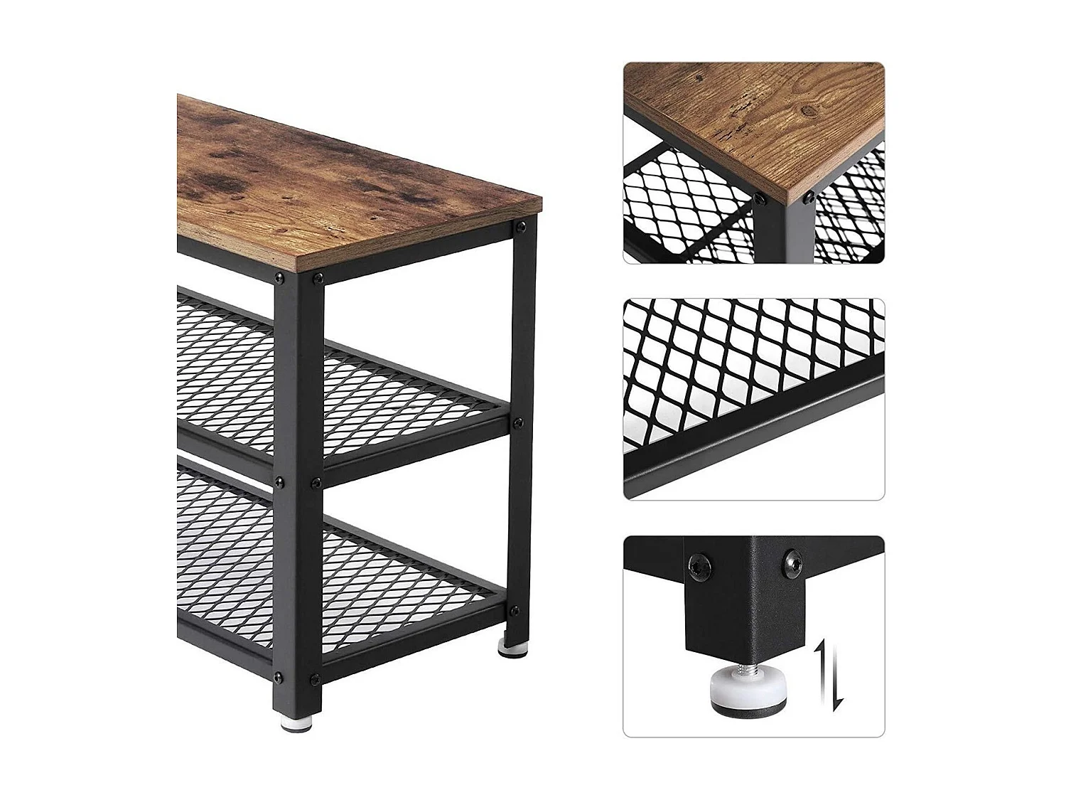 Bobbel Home - Schoenenrek Voor 9 Paar Schoenen - industrieel - staal/hout