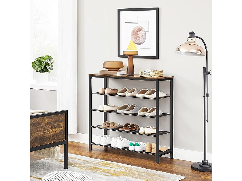 Bobbel Home - Schoenenrek - Metaal - Donkerbruin - 100x30x92,5 cm