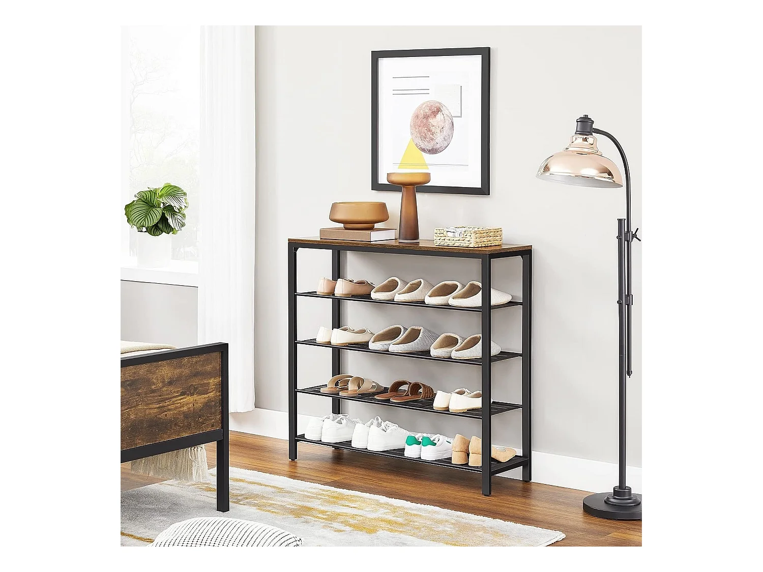 Bobbel Home - Schoenenrek - Metaal - Donkerbruin - 100x30x92,5 cm