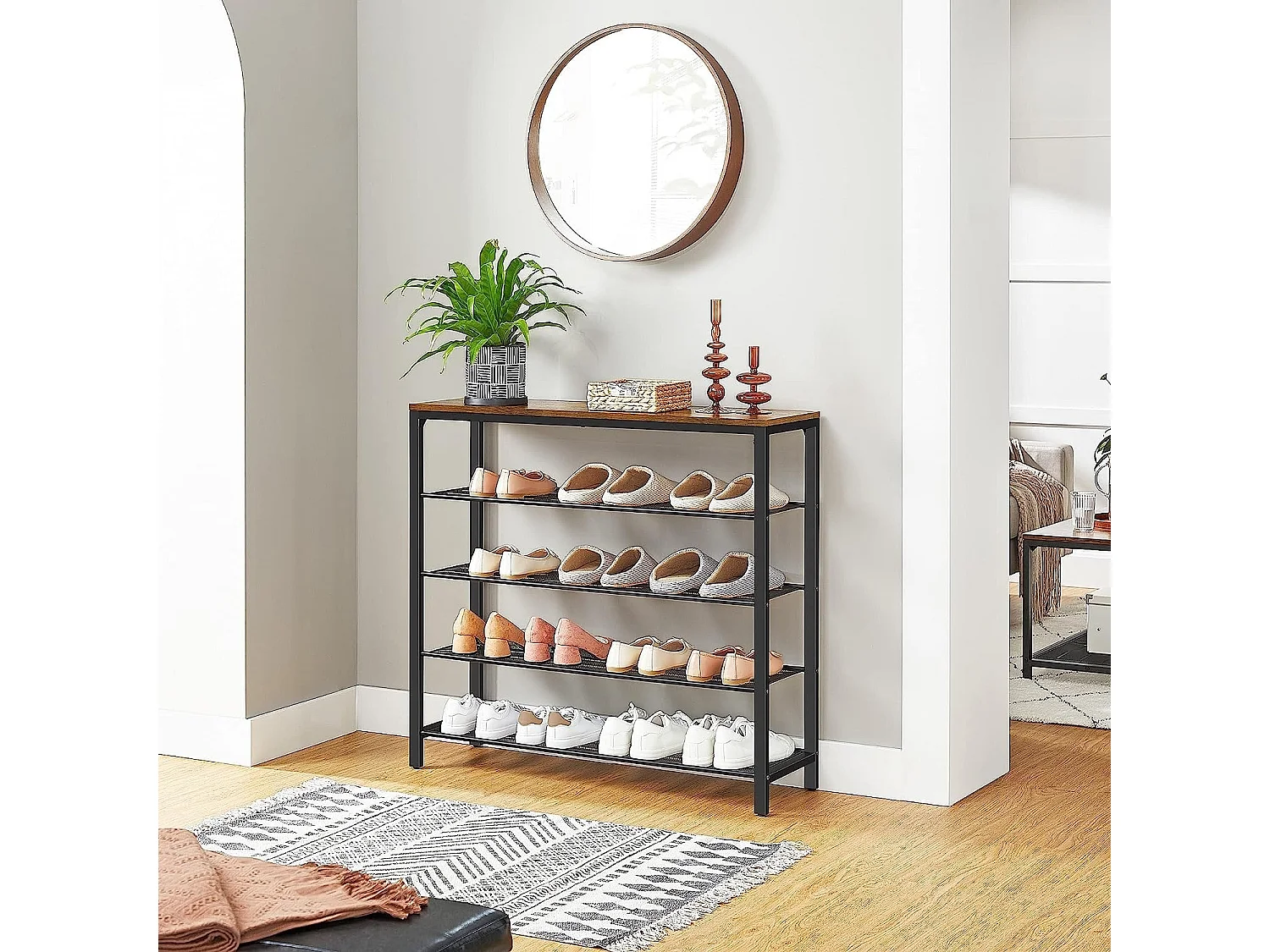 Bobbel Home - Schoenenrek - Metaal - Donkerbruin - 100x30x92,5 cm