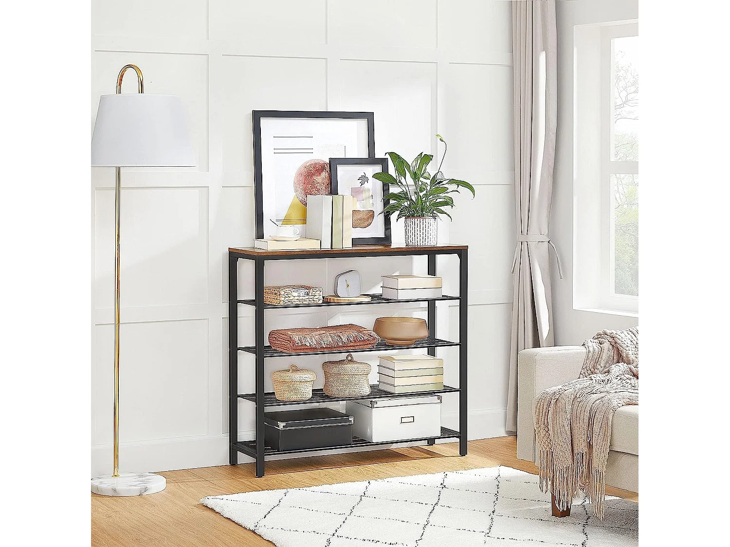 Bobbel Home - Schoenenrek - Metaal - Donkerbruin - 100x30x92,5 cm