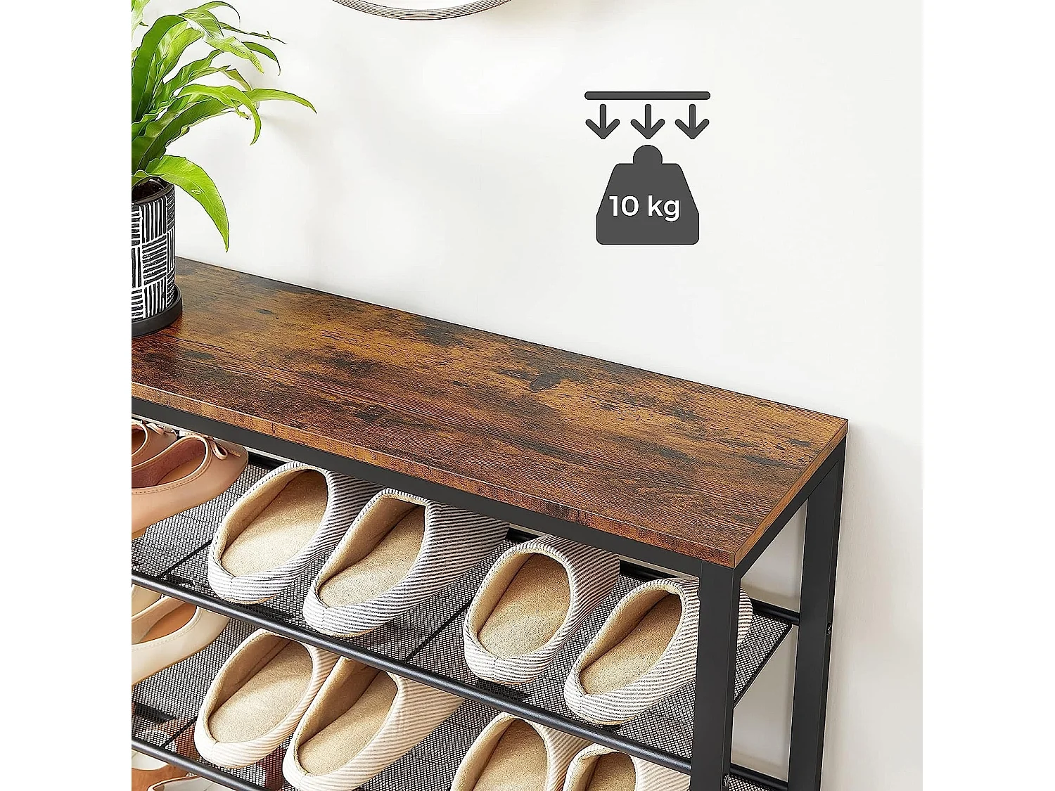 Bobbel Home - Schoenenrek - Metaal - Donkerbruin - 100x30x92,5 cm