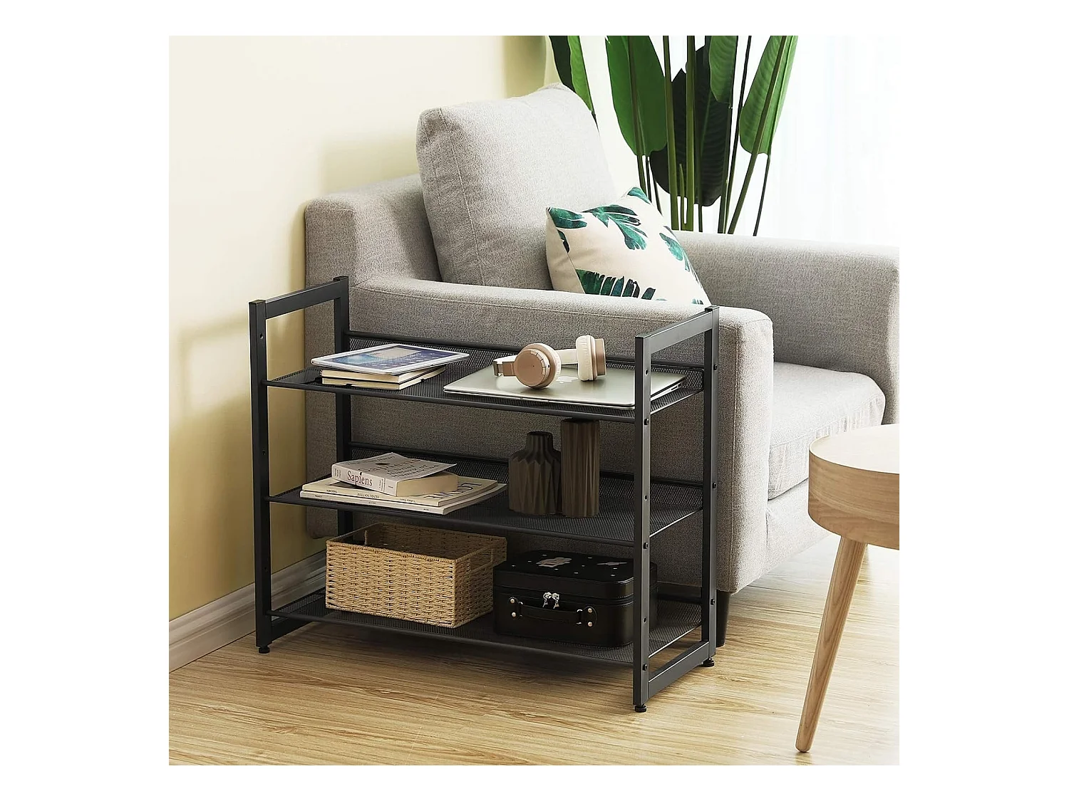 Stapelbaar 3 Laags Schoenenrek - 12 Paar Schoenen - Verstelbare Legplank - Zwart