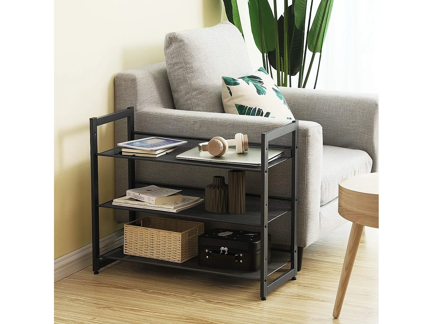 Stapelbaar 3 Laags Schoenenrek - 12 Paar Schoenen - Verstelbare Legplank - Zwart