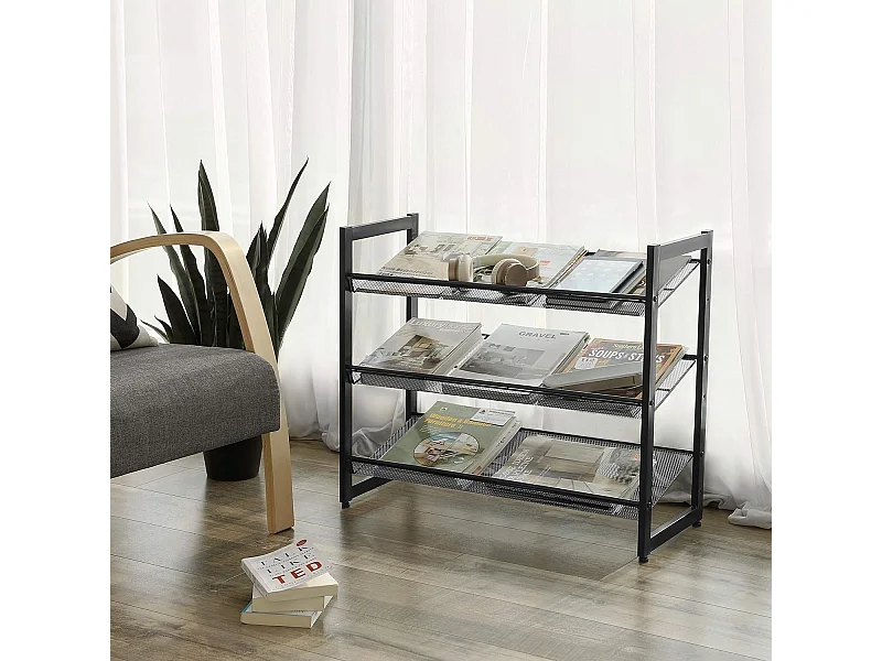 Stapelbaar 3 Laags Schoenenrek - 12 Paar Schoenen - Verstelbare Legplank - Zwart